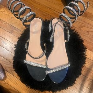 Bella Luna Flats with a short heel and diamond wrap around